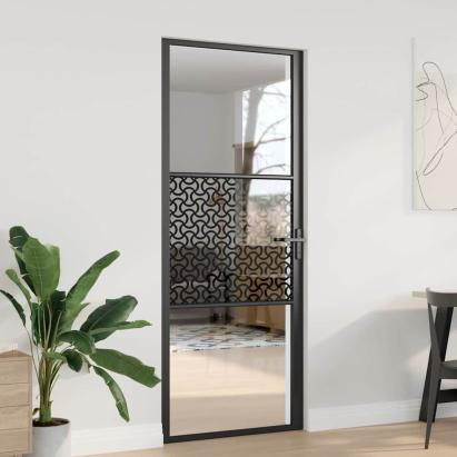 Ușă de interior Negru 83 x 201.5 cm Sticlă securizată, Aluminiu GartenMobel Dekor