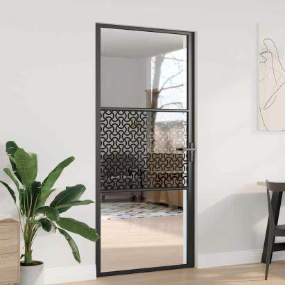 Ușă de interior Negru 93 x 201.5 cm Sticlă securizată, Aluminiu GartenMobel Dekor