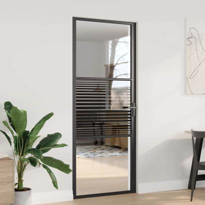 Ușă de interior Negru 83 x 201.5 cm Sticlă securizată, Aluminiu GartenMobel Dekor