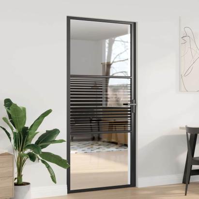 Ușă de interior Negru 93 x 201.5 cm Sticlă securizată, Aluminiu GartenMobel Dekor