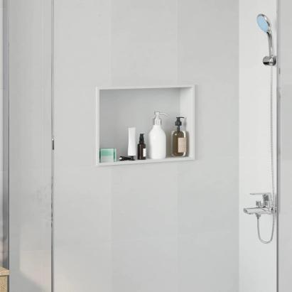 Nisă de Duș Alb 45 x 30 x 9.5 cm Oţel inoxidabil GartenMobel Dekor