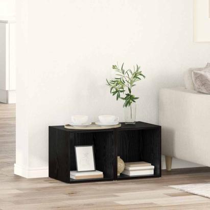 Cabinet TV 2 pcs Negru 37 x 35 x 37 cm Lemn compozit GartenMobel Dekor