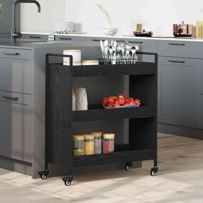 Troler de Bucătărie Stejar negru 70 x 30 x 82 cm Lemn compozit GartenMobel Dekor