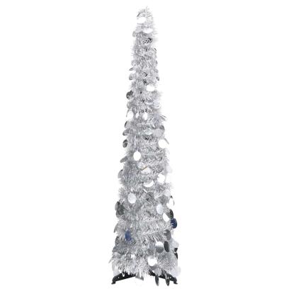 Brad de Crăciun artificial tip pop-up, argintiu, 120 cm, PET GartenMobel Dekor