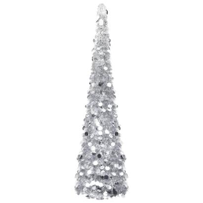 Brad de Crăciun artificial tip pop-up, argintiu, 150 cm, PET GartenMobel Dekor