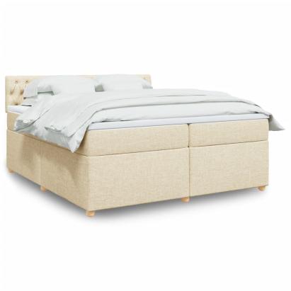 Pat box spring cu saltea, crem, 200x200 cm, textil GartenMobel Dekor