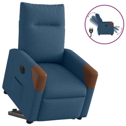 Fotoliu electric rabatabil cu ridicare, albastru, textil GartenMobel Dekor
