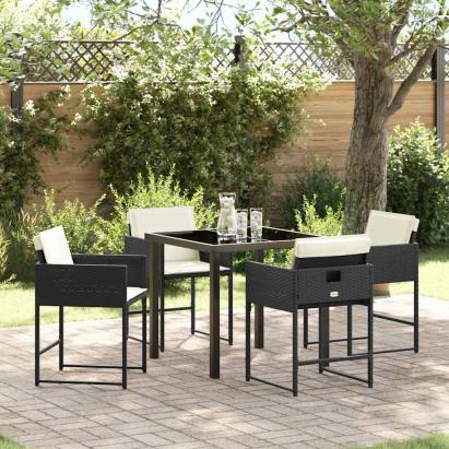 Set de masă pentru grădină 5 pcs Negru poliratan GartenMobel Dekor
