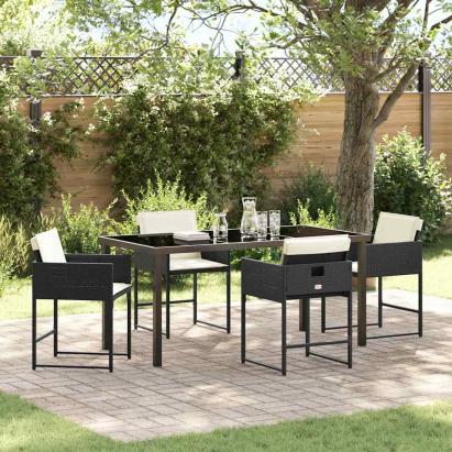 Set de masă pentru grădină 5 pcs Negru poliratan GartenMobel Dekor