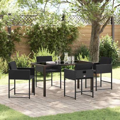 Set de masă pentru grădină 5 pcs Negru poliratan GartenMobel Dekor