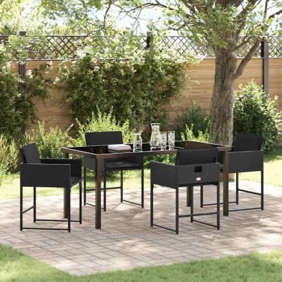 Set de masă pentru grădină 5 pcs Negru poliratan GartenMobel Dekor