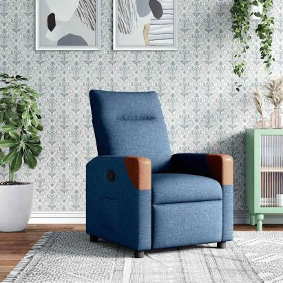 Fotoliu rabatabil, albastru, material textil GartenMobel Dekor