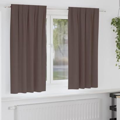 Perdele cu perdele 2 pcs Maro închis Poliester GartenMobel Dekor