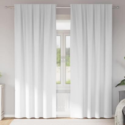 Perdele cu perdele 2 pcs Alb Strălucitor Poliester GartenMobel Dekor
