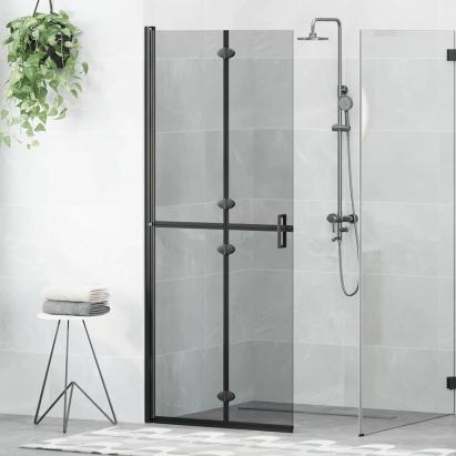 Perete de duș Walk-in Negru și transparent închis 80 x 190 cm GartenMobel Dekor
