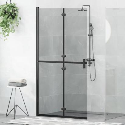 Perete de duș Walk-in Negru și transparent închis 100 x 190 cm GartenMobel Dekor