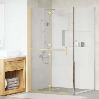 Perete de duș Walk-in Altele auriu și transparent 100 x 190 cm GartenMobel Dekor