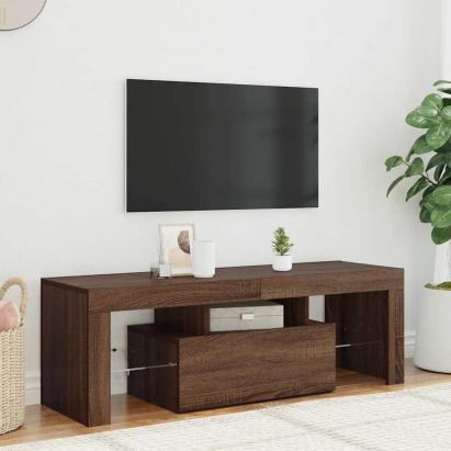 Comodă TV cu lumini LED, stejar maro, 120x35x40 cm GartenMobel Dekor