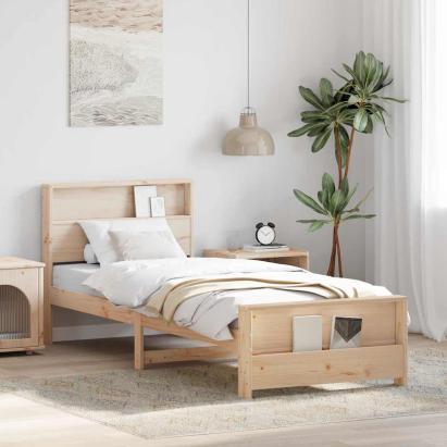 Cadru de pat cu headboard Maro 90 x 200 cm Lemn masiv de pin GartenMobel Dekor