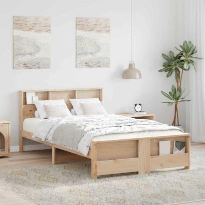 Cadru de pat cu headboard Maro 135 x 190 cm Lemn masiv de pin GartenMobel Dekor