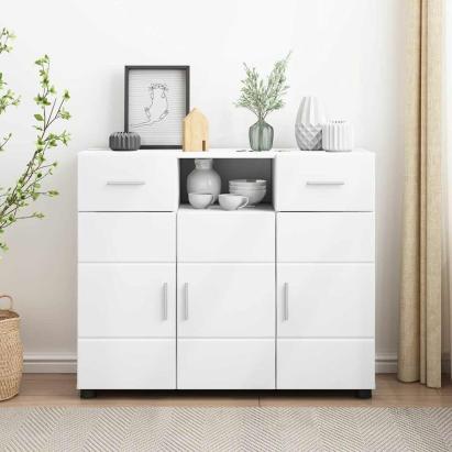 Bufet cu sertar cu ușă Alb 88.5 x 30.5 x 73 cm Lemn compozit GartenMobel Dekor