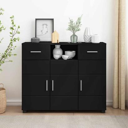 Bufet cu sertar cu ușă Negru 88.5 x 30.5 x 73 cm Lemn compozit GartenMobel Dekor