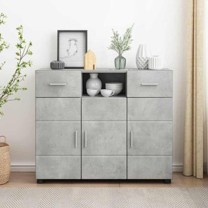 Bufet cu sertar Gri beton 88.5 x 30.5 x 73 cm Lemn compozit GartenMobel Dekor