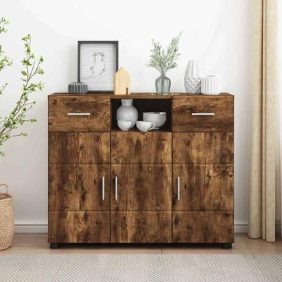 Bufet cu sertar Stejar afumat 88.5 x 30.5 x 73 cm Lemn compozit GartenMobel Dekor