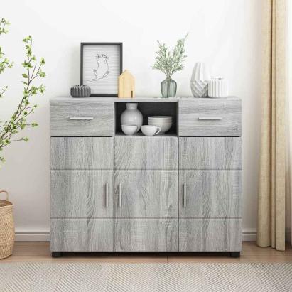 Bufet cu sertar sonoma gri 88.5 x 30.5 x 73 cm Lemn compozit GartenMobel Dekor