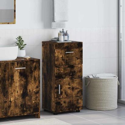 Dulap de Baie Stejar afumat 37 x 31.5 x 82 cm Lemn compozit GartenMobel Dekor