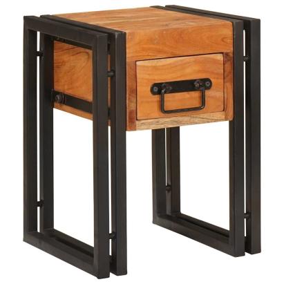 Măsuță laterală 30 x 30 x 40 cm Lemn solid de acacia și metal GartenMobel Dekor