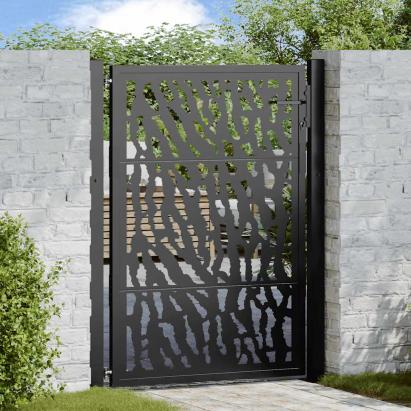 Poartă de grădină neagră 105x130 cm Design cu urme de oțel GartenMobel Dekor