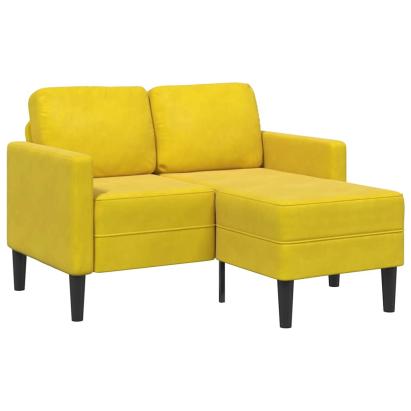 Canapea cu 2 locuri cu șezlong în formă L catifea galbenă 125cm GartenMobel Dekor