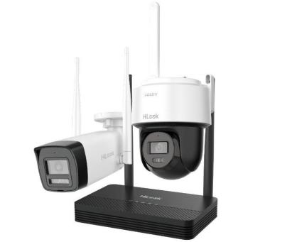 Kit supraveghere IP Wireless Hikvision HiLook IKS-2044BPH-PH/W, 1x camera dome, 1x camera bullet, 4MP, Audio, NVR 4 canale SafetyGuard Surveillance