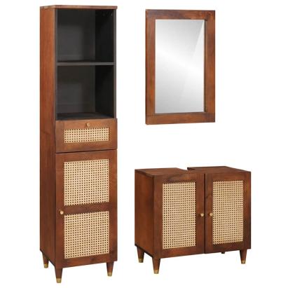 Mobilier pentru baie 3 pcs 38 x 33 x 160 cm Lemn de mango solid GartenMobel Dekor