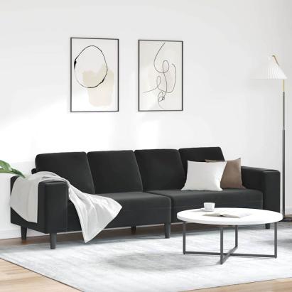 Set de canapea Negru Catifea GartenMobel Dekor