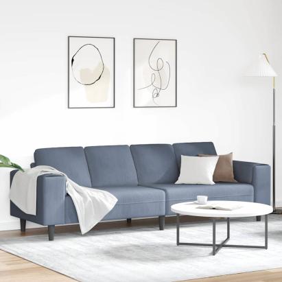 Sofa din material textil cu pernă albastru 208 cm Țesătură de catifea GartenMobel Dekor
