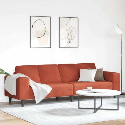 Sofa din material textil cu pernă Roșu portocalie Țesătură de catifea GartenMobel Dekor