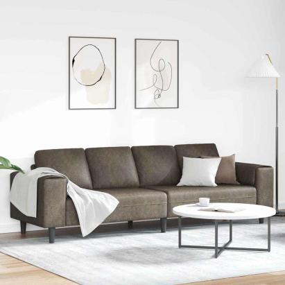 Set de canapea Gri închis Piele ecologică de suede GartenMobel Dekor