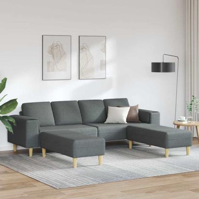 Set de canapea 3 pcs Gri închis țesătură GartenMobel Dekor