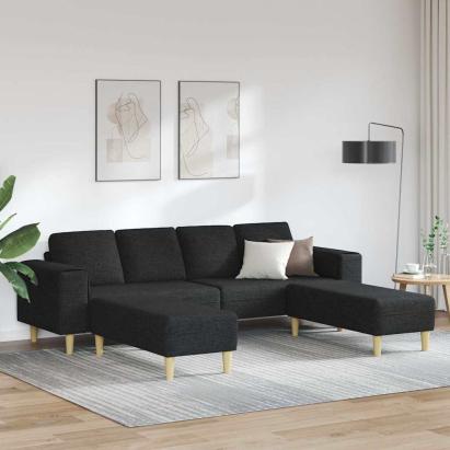 Set de canapea 3 pcs Negru țesătură GartenMobel Dekor