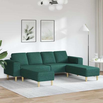 Set de canapea 3 pcs Verde închis țesătură GartenMobel Dekor