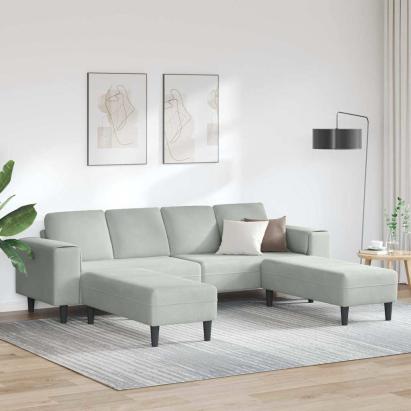 Set de canapea 3 pcs Gri deschis Catifea GartenMobel Dekor