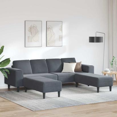 Set de canapea 3 pcs Gri închis Catifea GartenMobel Dekor