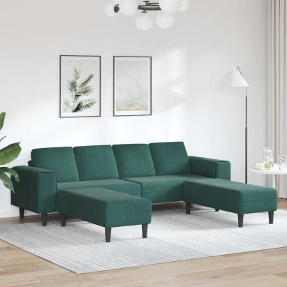 Set de canapea 3 pcs Verde închis Catifea GartenMobel Dekor