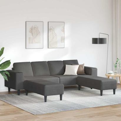 Sofa din material textil cu pernă Gri închis Țesătură de catifea GartenMobel Dekor