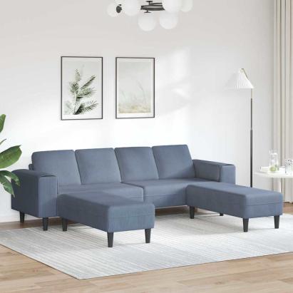 Sofa din material textil cu pernă albastru Țesătură de catifea GartenMobel Dekor