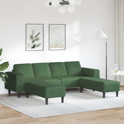 Sofa din material textil cu pernă Verde închis Țesătură de catifea GartenMobel Dekor