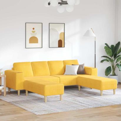 Sofa din material textil Galben Deschis Țesătură de catifea GartenMobel Dekor