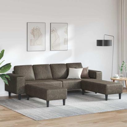Set de canapea 3 pcs Gri închis Piele ecologică de suede GartenMobel Dekor